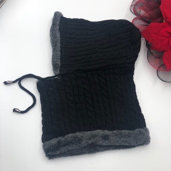 New Winter Unisex Knitted Hoodies Scarf with fur - Picture 3 of 12